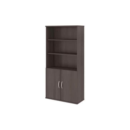 Bush Ind Bush Furniture 5-Shelf Bookcase with Doors - Storm Gray - Studio C Series STC015SG